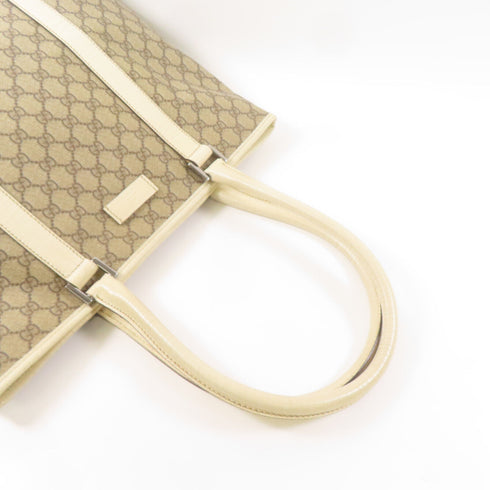 GUCCI GG SHW Tote Shoulder Bag 114288 Coated Canvas Brown/White
