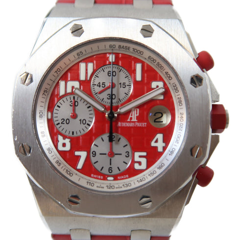 AUDEMARS PIGUET Royal Oak 42mm Automatic Watch Stainless Steel/Leather Red