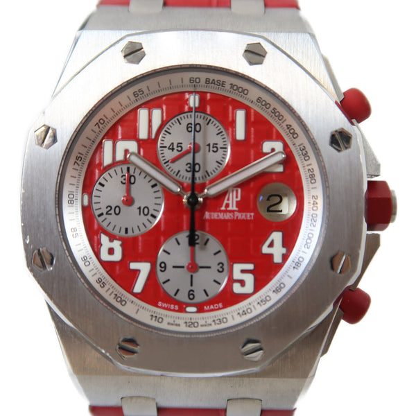AUDEMARS PIGUET Royal Oak 42mm Automatic Watch Stainless Steel/Leather Red