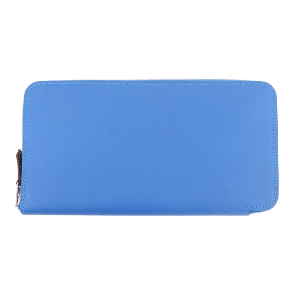 HERMES PHW Silk In Long Wallet Veau Epsom Leather Blue