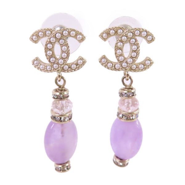CHANEL GHW CC Earrings B21/S Metal PVC White Light Purple Gold Tone Color