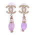 CHANEL GHW CC Earrings B21/S Metal PVC White Light Purple Gold Tone Color