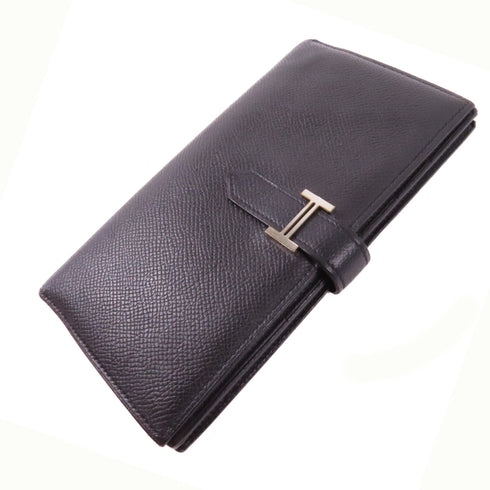 HERMES PHW Bearn Long Wallet Veau Epsom Leather Noir Black