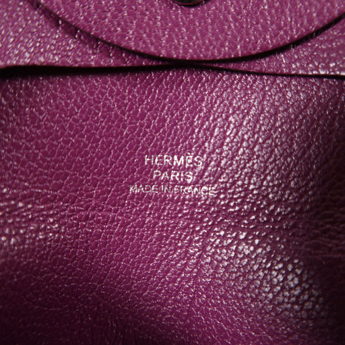 HERMES PHW Bastia Change Purse Chevre Leather Purple