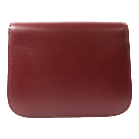 CELINE GHW Classic Box Shoulder Bag Calfksin Leather Red