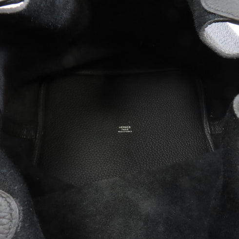 HERMES PHW Picotin MM Handbag Taurillon Clemence Leather Noir Black
