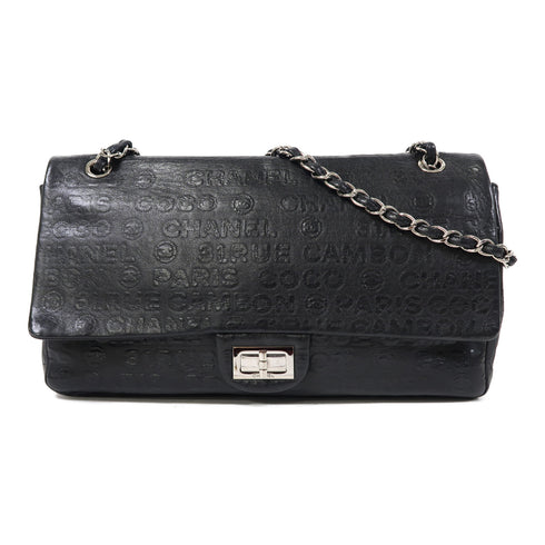 CHANEL CC SHW 2.55 Chain Shoulder Bag Calfskin Leather Black