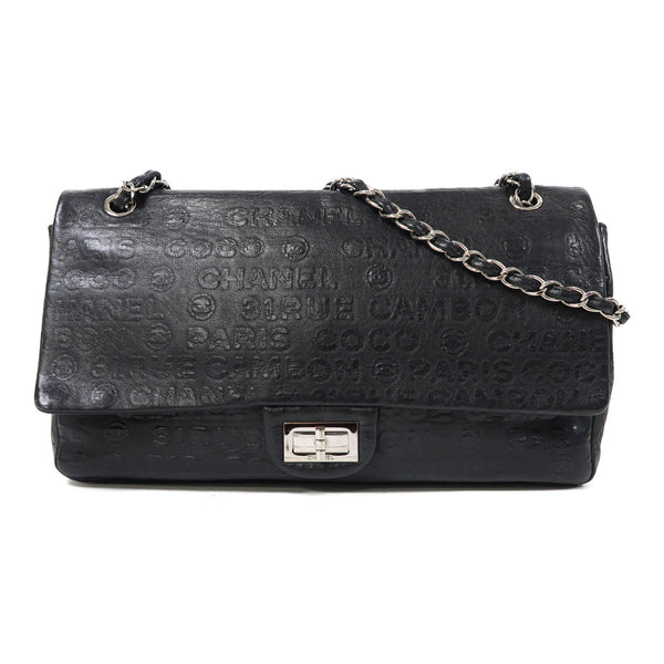CHANEL CC SHW 2.55 Chain Shoulder Bag Calfskin Leather Black