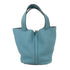 HERMES PHW Picotin MM Tote Bag Handbag Taurillon Clemence Leather Bleu Atoll