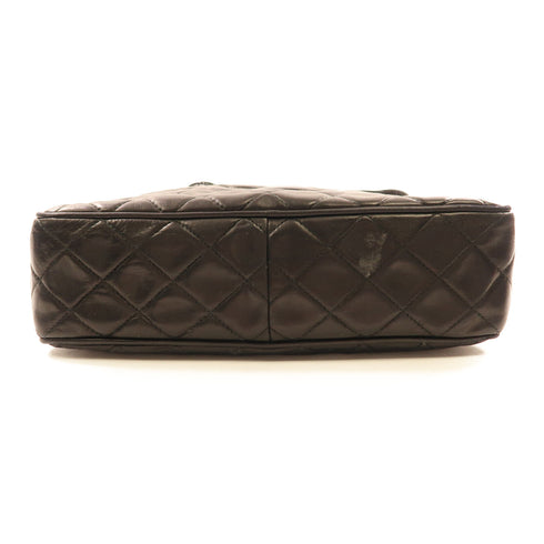 CHANEL CC GHW Matelasse Fringe Shoulder Bag Lambskin Leather Black