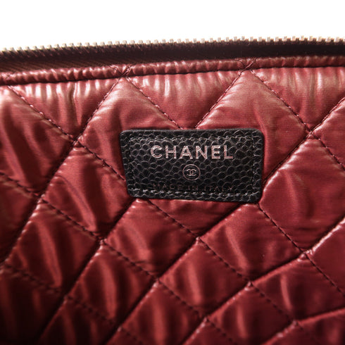 CHANEL CC SHW Pouch Clutch Calfskin Leather Black