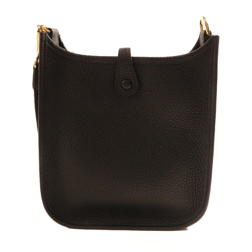 HERMES GHW Evelyne TPM Shoulder Bag Taurillon Clemence Leather Noir Black v2