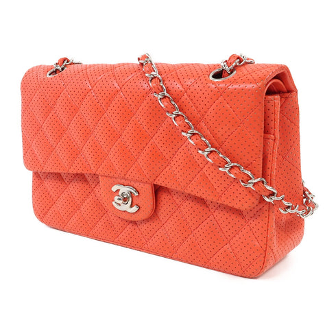 CHANEL Quilted CC SHW Chain Shoulder Bag Calfskin Leather Red