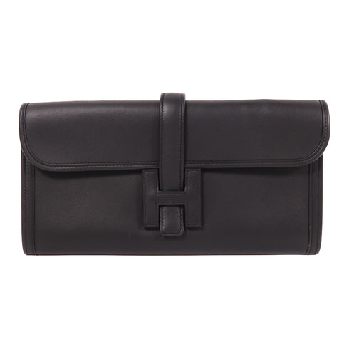 HERMES Jige Elan 29 Clutch Swift Leather Black