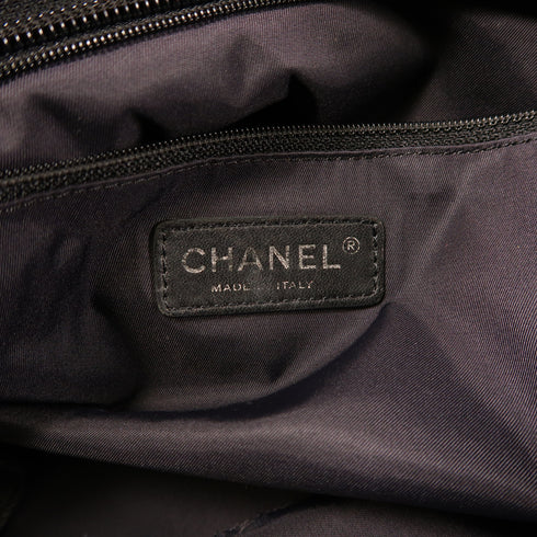 CHANEL Quilted CC SHW Blarritz Tote MM Tote Bag Coated Canvas Black