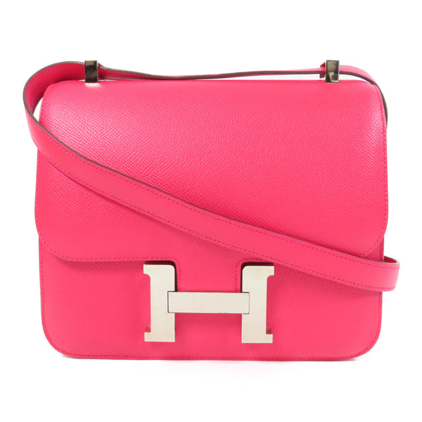 HERMES PHW Constance 24 Shoulder Bag Veau Epsom Leather Pink