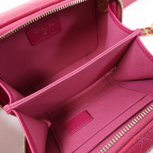 CHANEL Quilted CC GHW Chain Shoulder Bag AP2858 Caviar Leather Rose Red