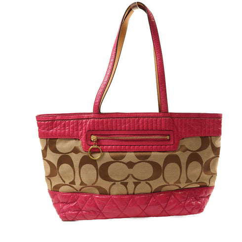 COACH GHW Shoulder Bag Tote Bag Canvas Pink