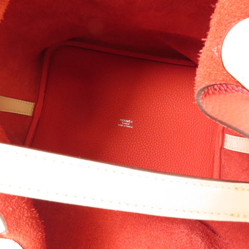 HERMES PHW Picotin 22 MM Hand Bag Clemence Leather Rouge tomate