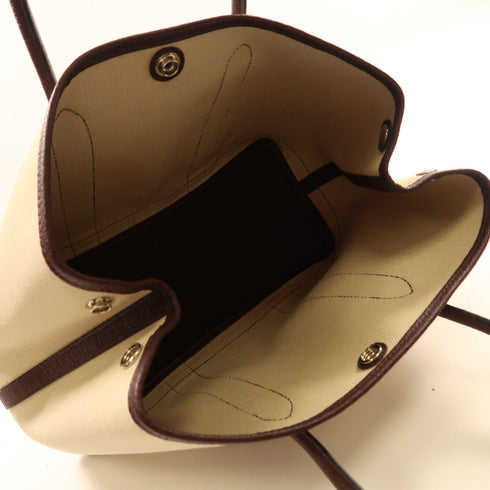 HERMES SHW Garden Party TPM Tote Bag Canvas Stamp Y White/Brown