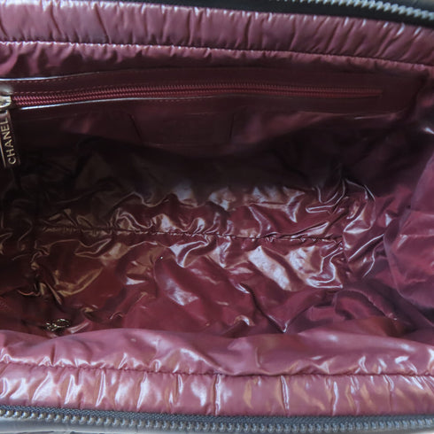 CHANEL Quilted CC SHW Coco Cocoon Shoulder Tote Bag Handbag Nylon Black