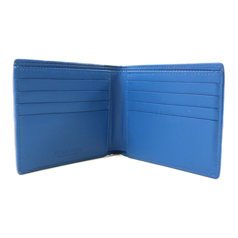 BOTTEGA VENETA Wallet Intrecciato Leather Blue