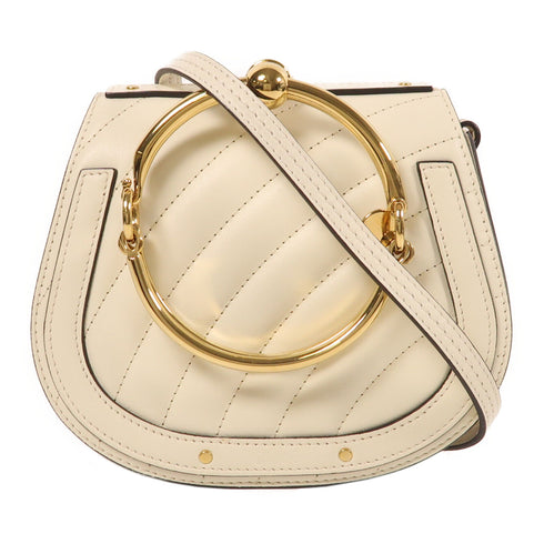 Chloe GHW Nile Shoulder Bag Calfskin Leather White