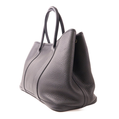 HERMES PHW Garden Party PM Handbag Negonda Leather Noir Black