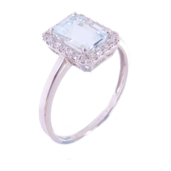 Jewelry Crystal 0.138ct Diamond Ring US#5.75 18K White Gold