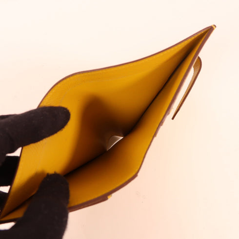 HERMES GHW Wallet Epsom Leather Yellow