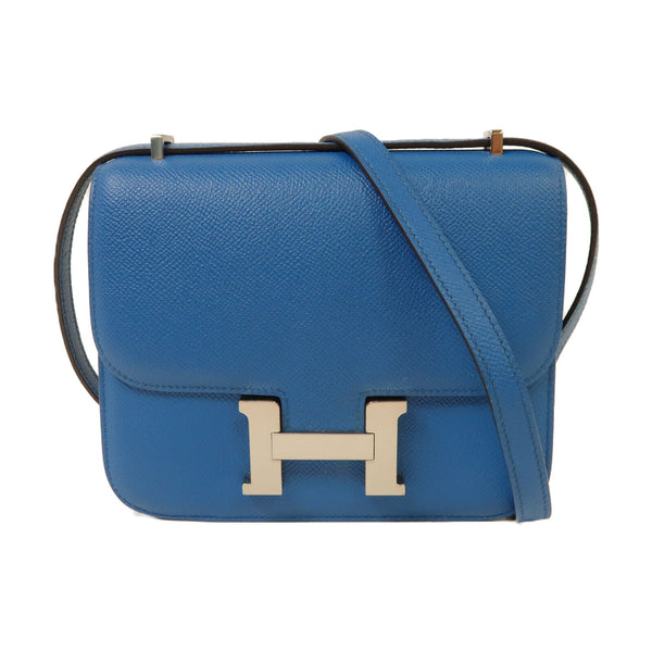 HERMES PHW Constance Mini Shoulder Bag Epsom Leather Blue Izmir