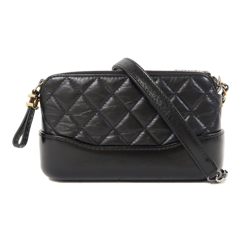 CHANEL Quilted CC GHW Gabrielle WOC Shoulder Bag A94505 Calfskin Leather Black