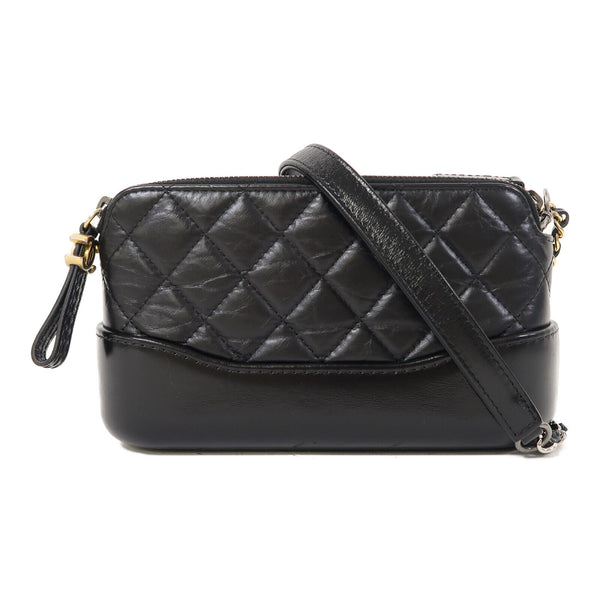CHANEL Quilted CC GHW Gabrielle WOC Shoulder Bag A94505 Calfskin Leather Black