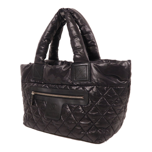CHANEL CC SHW Coco Cocoon Hand Bag Nylon Black