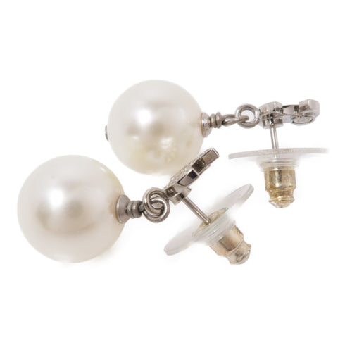 CHANEL CC Earrings Accessories A23 Metal PVC Silver White