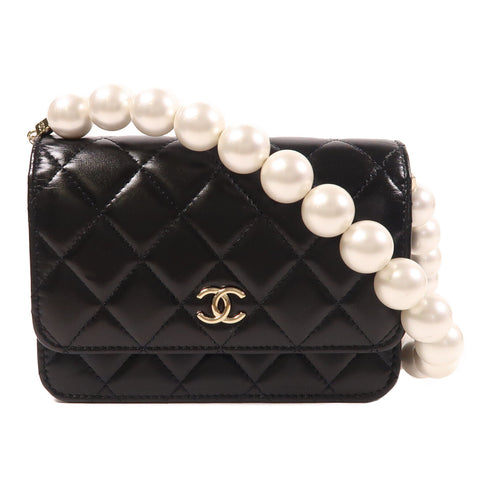 CHANEL CC GHW Wallet On Chain Shoulder Bag Calfskin Leather Black