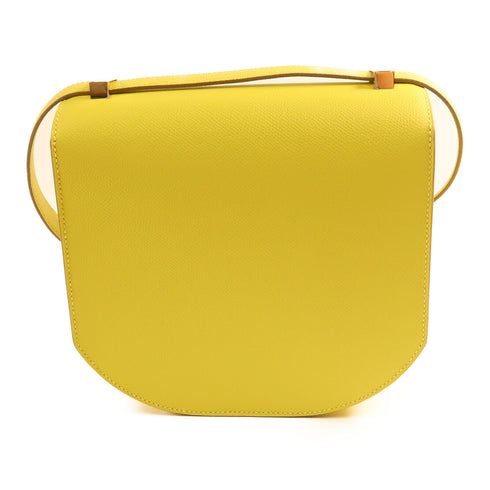 HERMES GHW Mosaique Shoulder Bag Veau Epsom Leather Lime Yellow