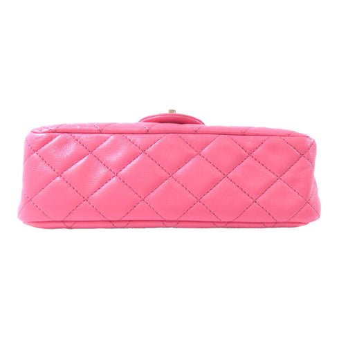 CHANEL Quilted CC GHW Chain Shoulder Bag Lambskin Leather Pink