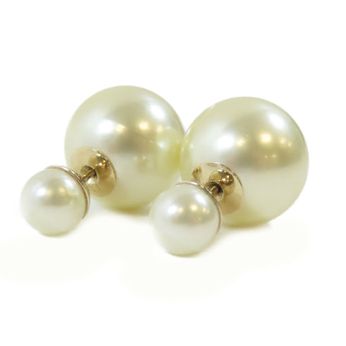 Christian Dior CD Earrings PVC White Gold