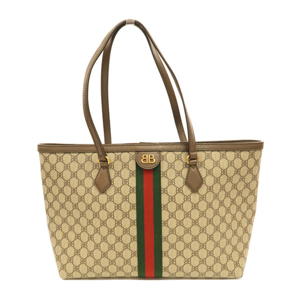 BALENCIAGA GHW Balenciaga X Gucci Tote Handbag 680125 Coated Canvas Brown
