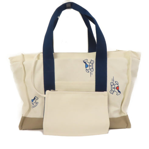HERMES PHW Adada Tote Bag Canvas White
