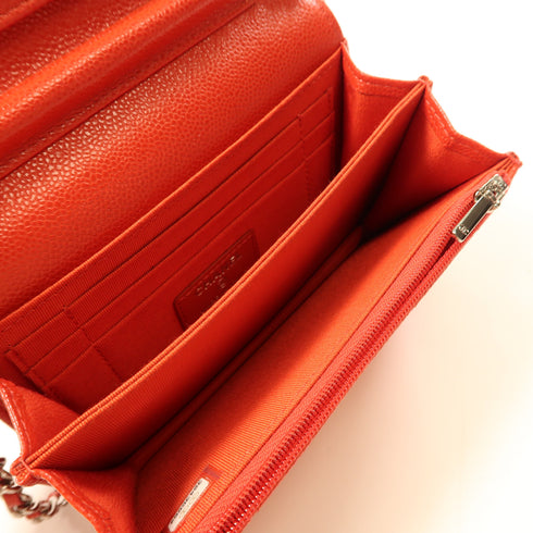 CHANEL CC SHW Chain Shoulder Bag Calfskin Leather Red v3