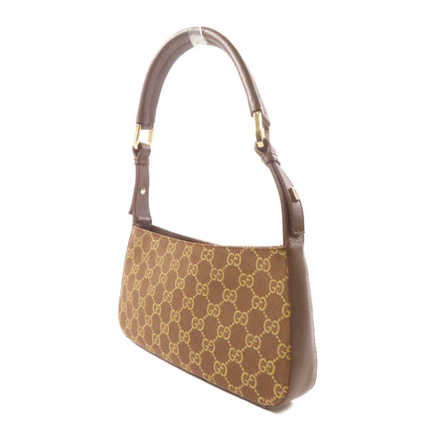 GUCCI GG GHW Shoulder Bag Canvas/Leather Brown