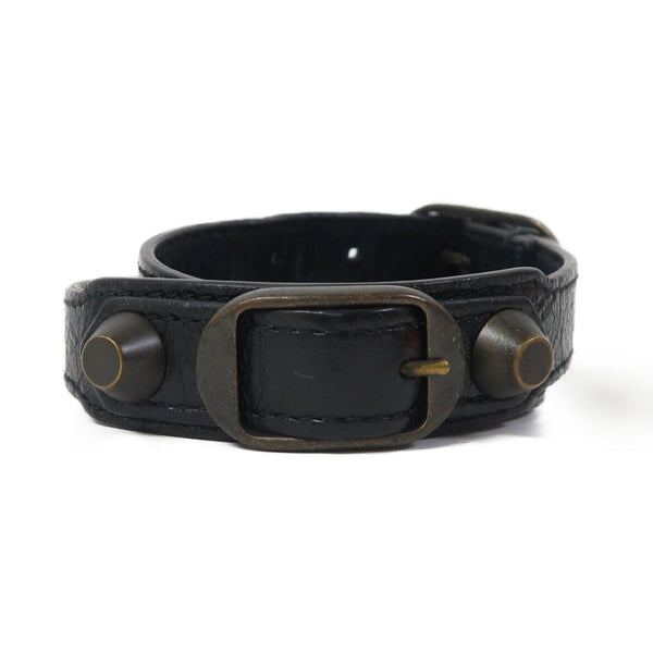 BALENCIAGA Triple Tour Bracelet 236342 Leather Black