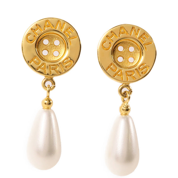 CHANEL CC Earrings Accessories B20/A Metal PVC Gold White