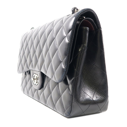 CHANEL Quilted CC SHW Classic Jumbo Chain Shoulder Bag Lambskin Leather Black v2