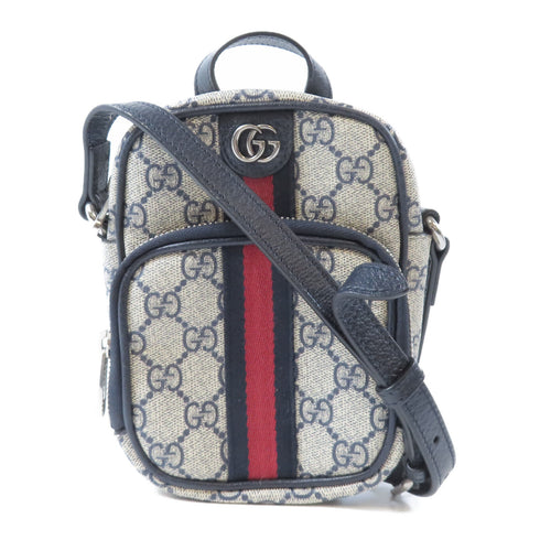 GUCCI GG SHW Shoulder Bag 2 Way Bag 671682 Coated Canvas Navy/Beige