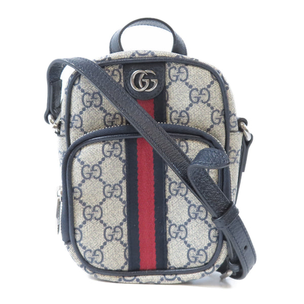 GUCCI GG SHW Shoulder Bag 2 Way Bag 671682 Coated Canvas Navy/Beige