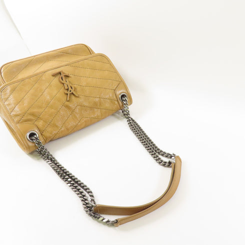 SAINT LAURENT YSL SHW Niki Chain Shoulder Bag Calfskin Leather Begie