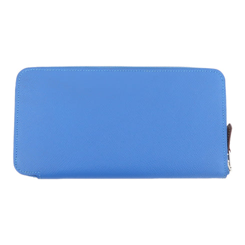 HERMES PHW Silk In Long Wallet Veau Epsom Leather Blue